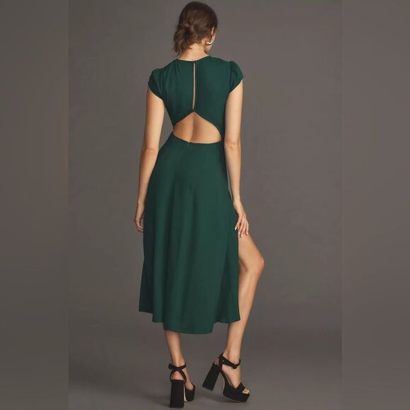 Reformation Gavin Midi Dress in Emerald - Picture 7 of 12